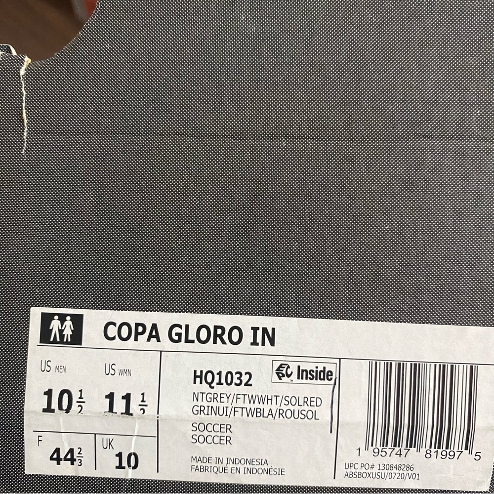 Adidas Copa Gloro IN Indoor Soccer Shoes Gray White Gum HQ1032 Men's Sz - Picture 11 of 11